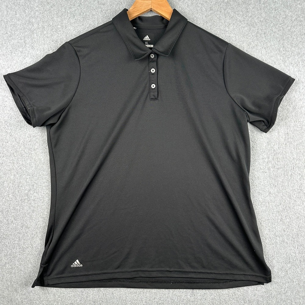Adidas Polo Shirt Mens XL Black Golf Performance Short Sleeve Solid Logo